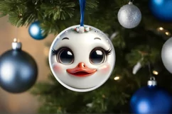 Christmas Swan Round Ornament Sublimation PNG Product Image 3
