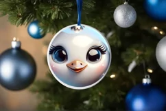 Christmas Swan Round Ornament Sublimation PNG Product Image 3