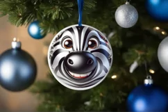 Christmas Zebra Round Ornament Sublimation PNG Product Image 1