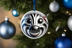 Christmas Zebra Round Ornament Sublimation PNG Product Image 3