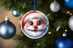 Christmas Santa Claus Round Ornament Sublimation PNG Product Image 3