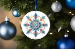 Snow Flake Christmas Round Cute Ornament Sublimation Product Image 4