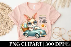 Easter Bunny Driving Flower, Clipart |T-shirt, Mug PNG Product Image 5