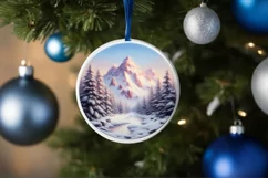 Winter Scene Round Ornament Sublimation PNG Product Image 4