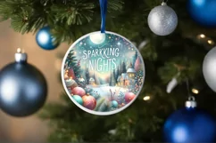 Watercolor Christmass Sparkling Nights Round Ornament Product Image 4