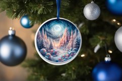 Winter Scene Round Ornament Sublimation PNG Product Image 1