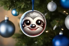 Charming Sloth Christmas Ornament Sublimation PNG Product Image 3