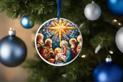 Christmas Round Stained Glass Ornament Sublimation Product Image 4
