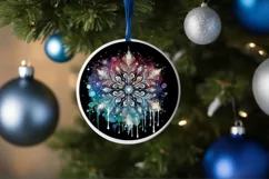Snow Flake Christmas Round Cute Ornament Sublimation Product Image 4