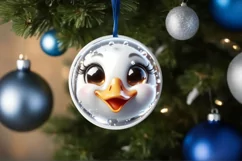 Sparkling Swan Christmas Ornament Sublimation PNG Product Image 1