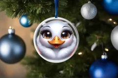 Sparkling Swan Christmas Ornament Sublimation PNG Product Image 3