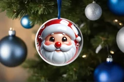 Joyful Santa Claus Christmas Ornament Sublimation PNG Product Image 3