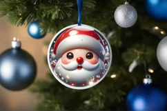 Joyful Santa Claus Christmas Ornament Sublimation PNG Product Image 1