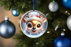 Merry Deer Christmas Ornament Sublimation PNG Product Image 1