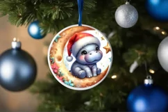 Digital Painting Vintage Baby Hippo on Moon Product Image 1