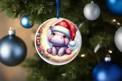 Digital Painting Vintage Baby Hippo on Moon Product Image 1