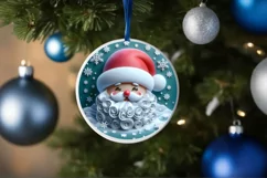 Santa Christmas Round Cute Ornament Sublimation Product Image 4