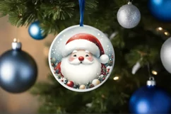 Christmass Santa Watercollor Christmass Round Ornament Product Image 1
