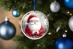 Christmass Santa Watercollor Christmass Round Ornament Product Image 4