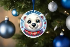 Cute Polar Bear Christmas Ornament Sublimation PNG Product Image 3