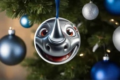 Rhino Smiling Round Ornament Sublimation PNG Product Image 1