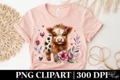 Cute Highland Cow Spring Love Flowers |T-shirt, Mug, Tumbler Product Image 4