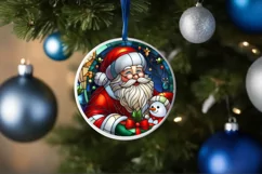 Christmas Round Stained Santa Ornament Sublimation Product Image 4