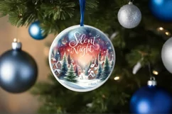 Silent Night Christmas Round Cute Ornament Sublimation Product Image 4
