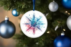 Snow Flake Christmas Round Cute Ornament Sublimation Product Image 4