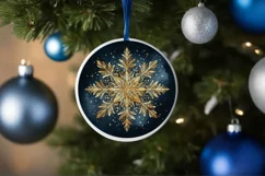 Snow Flake Christmas Round Cute Ornament Sublimation Product Image 4