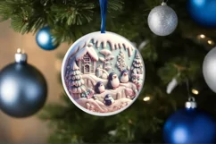 Christmas Round Penguin Ornament Sublimation Product Image 4