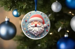Santa Christmas Round Cute Ornament Sublimation Product Image 4