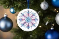 Snow Flake Christmas Round Cute Ornament Sublimation Product Image 4