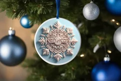 Snow Flake Christmas Round Cute Ornament Sublimation Product Image 4