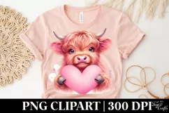 Cute Highland Cow Spring Love Flowers |T-shirt, Mug, Tumbler Product Image 5