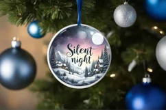 Winter Night Scenery Round Ornament Silent Night Product Image 4
