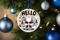 Hello Winter Christmas Round Cute Ornament Sublimation Product Image 4