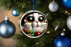 Shiny Christmas Cat Ornament Sublimation PNG Product Image 3