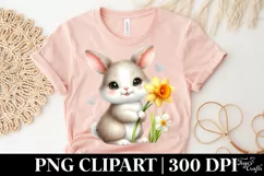 Easter Bunny Flower, Clipart |T-shirt, Mug PNG Product Image 4