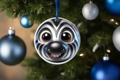 Christmas Zebra Round Ornament Sublimation PNG Product Image 3
