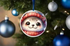 Cute Vintage Christmas Seal Digital PNG Product Image 1