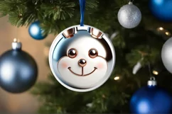 Shiny Christmas Rabbit Ornament Sublimation PNG Product Image 3