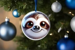 Christmas Sloth Round Ornament Sublimation PNG Product Image 3