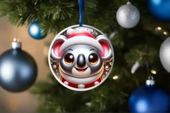 Christmas Koala Round Ornament Sublimation PNG Product Image 1
