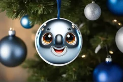 Christmas Koala Round Ornament Sublimation PNG Product Image 1