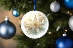 Snow Flake Christmas Round Cute Ornament Sublimation Product Image 4