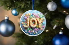 Joy Christmas Round Ornament Sublimation Product Image 4