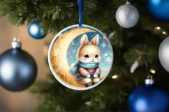 Cute Winter Bunny on Moon Sublimation PNG Product Image 4