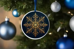 Snow Flake Christmas Round Cute Ornament Sublimation Product Image 4
