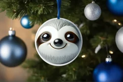 Shiny Christmas Sloth Ornament Sublimation PNG Product Image 3